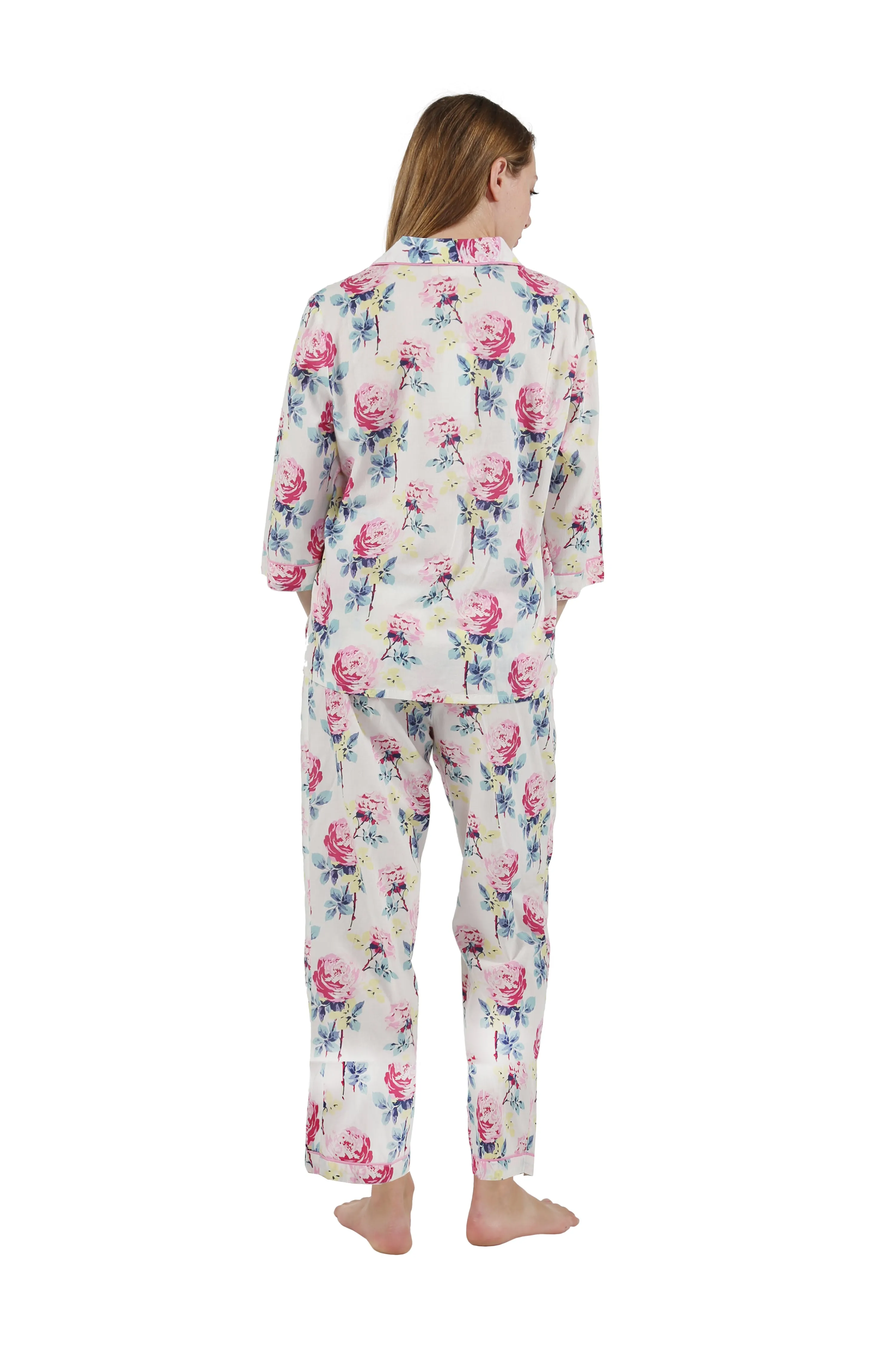 100% Cotton 3/4 Sleeve Floral Pajama Set