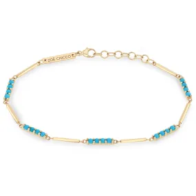 14k Mixed Gold & Turquoise Bar Bracelet