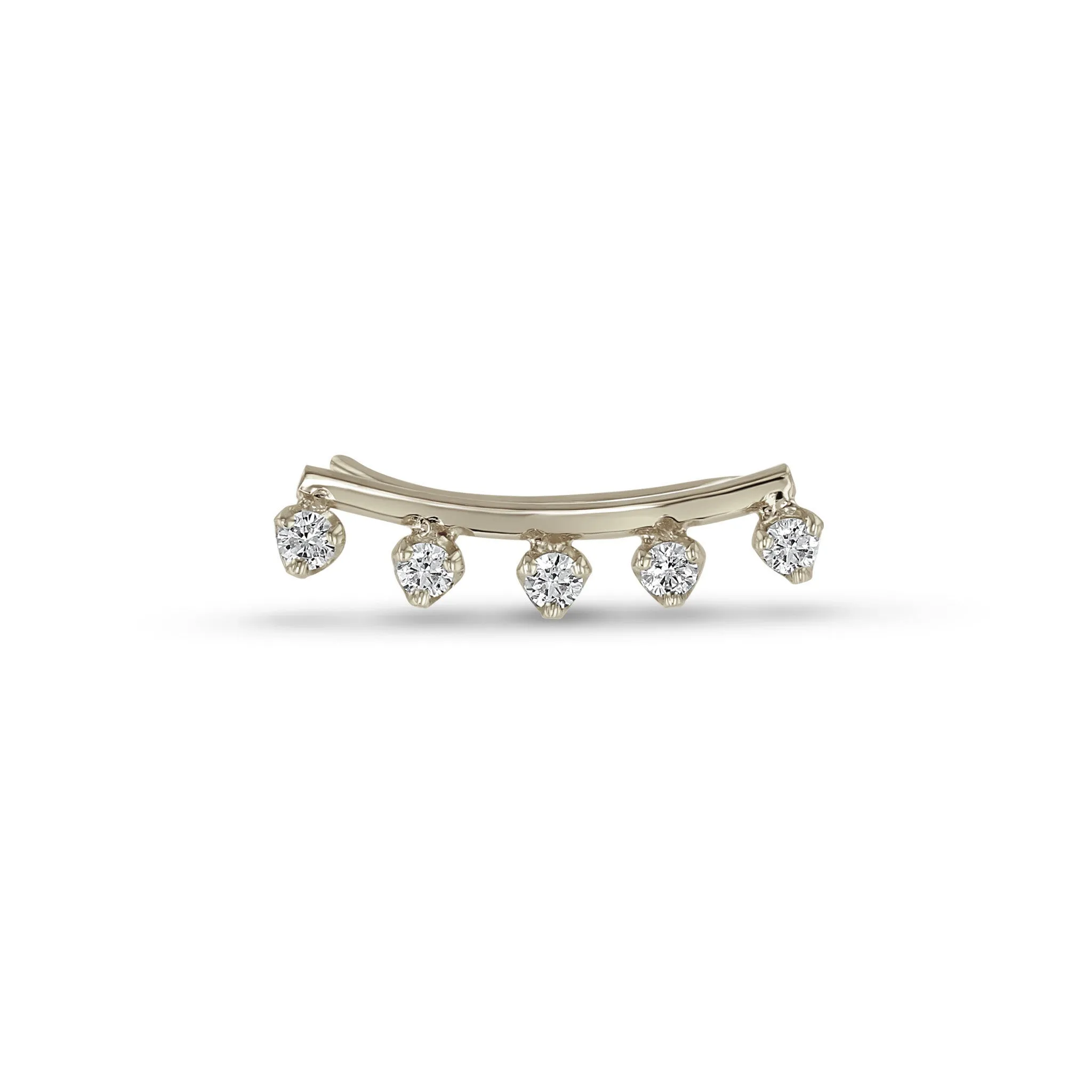 14k Prong Diamond Curved Bar Ear Shield