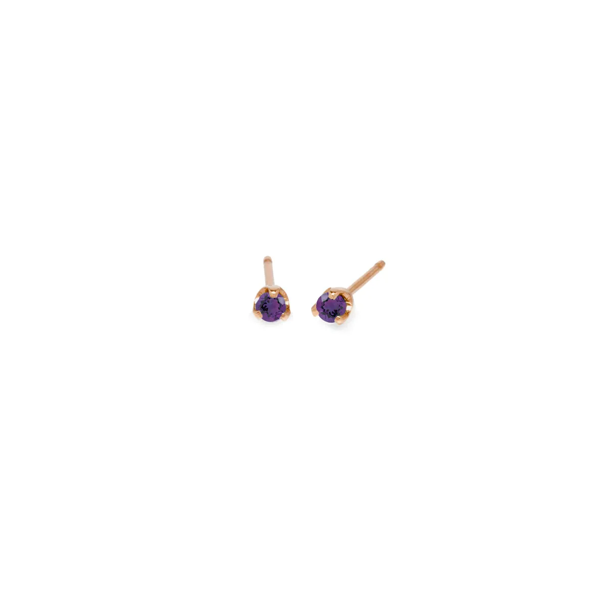 14k Small Amethyst Prong Studs | February Birthstone