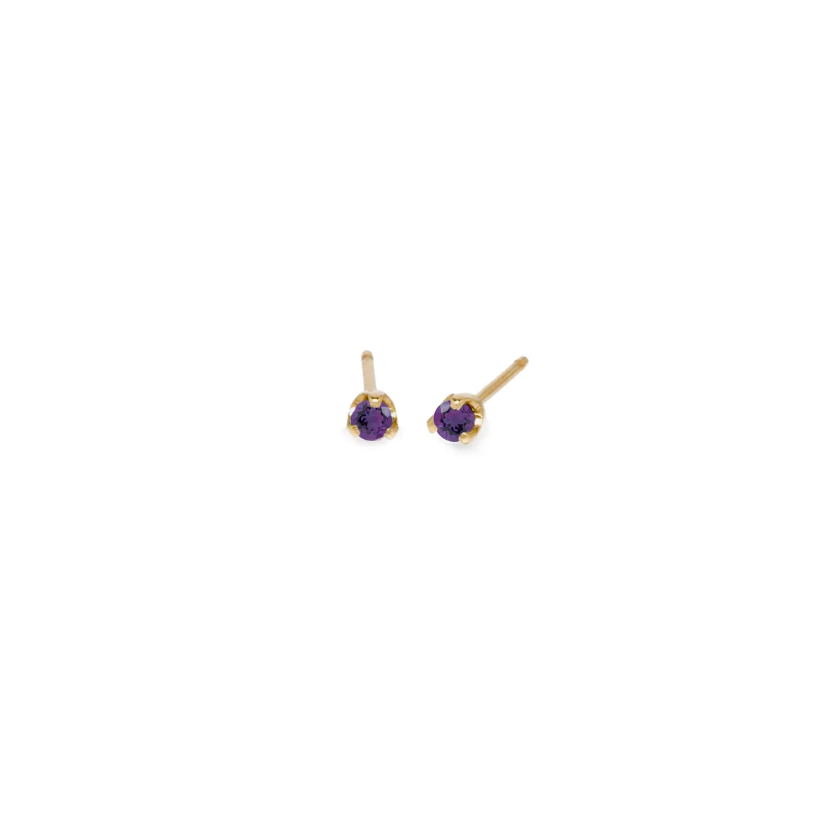 14k Small Amethyst Prong Studs | February Birthstone