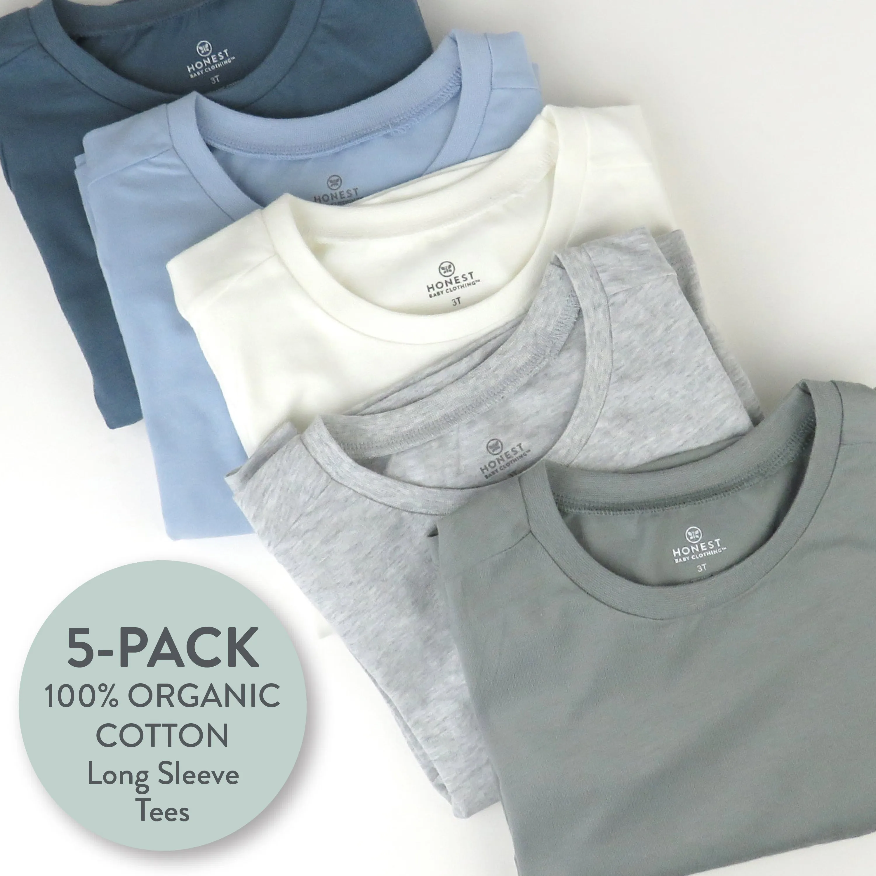 5-Pack Organic Cotton Long Sleeve T-Shirts