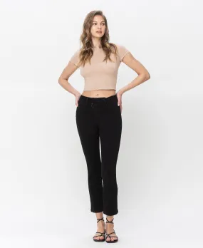 Admirable - High Rise Crossover Waistband Crop Slim Straight Jeans