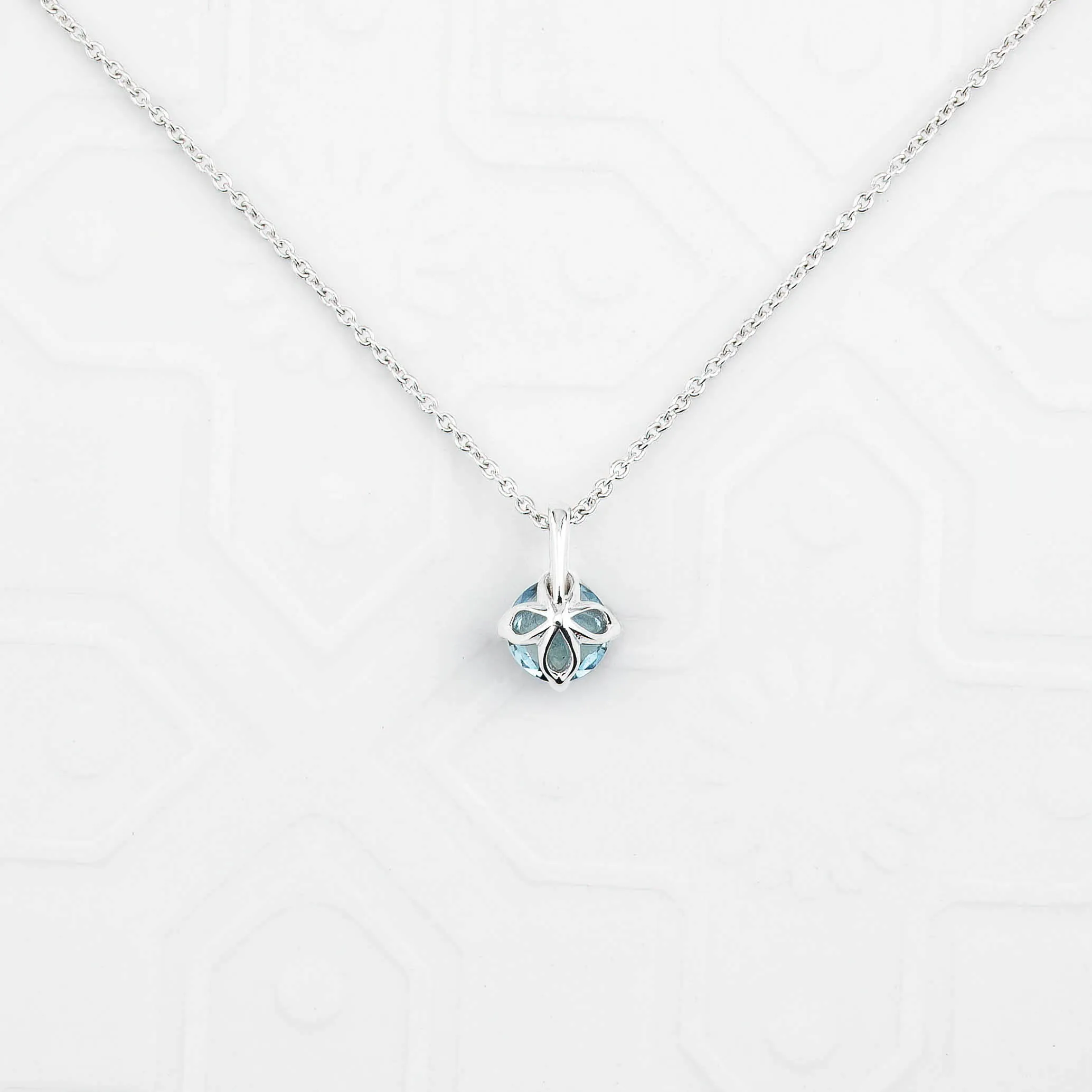 Alice Necklace 5mm Montana Sapphire, 14k White Gold (One of a kind)