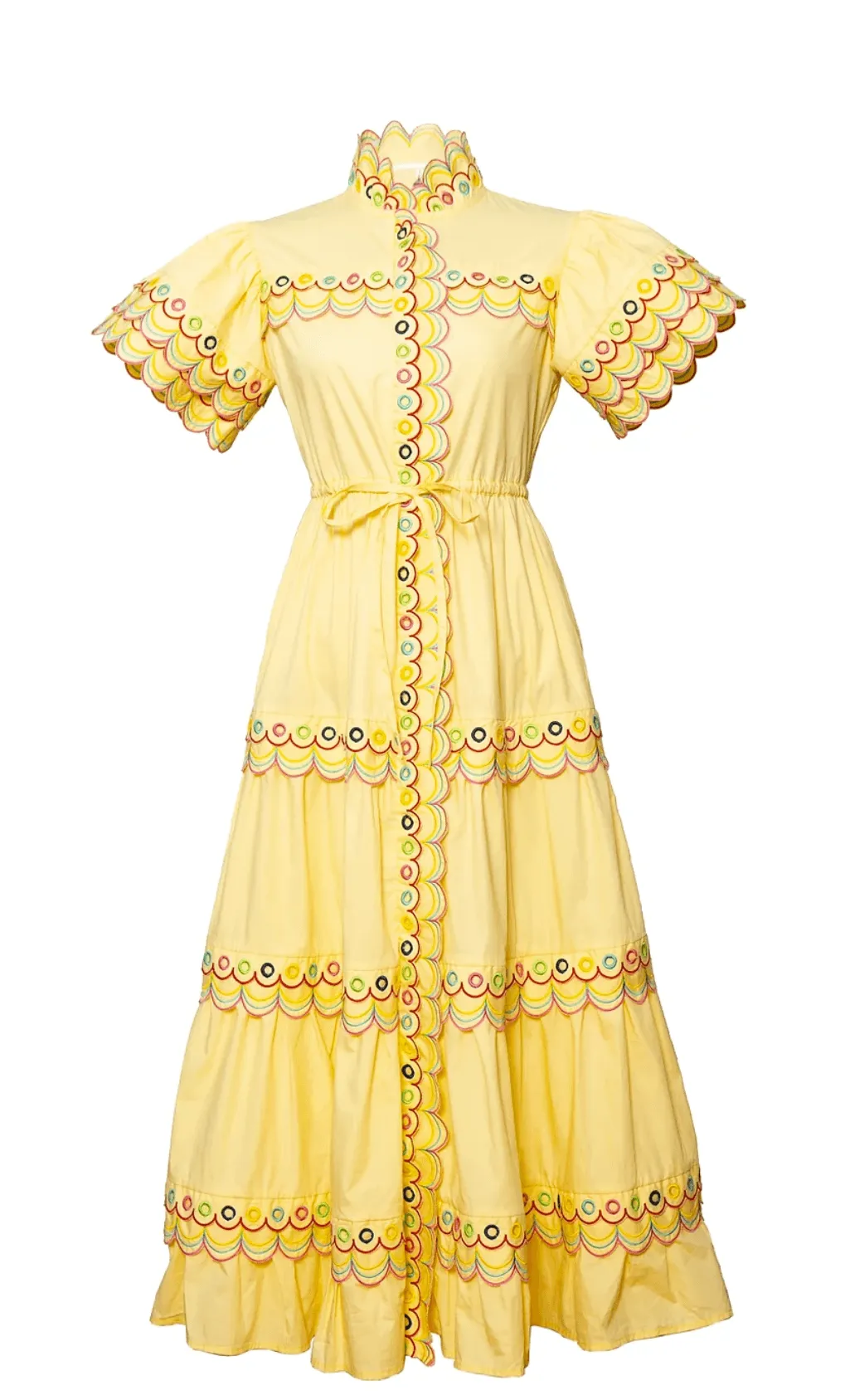 Alvis Scalloped Detail Dress in Yellow