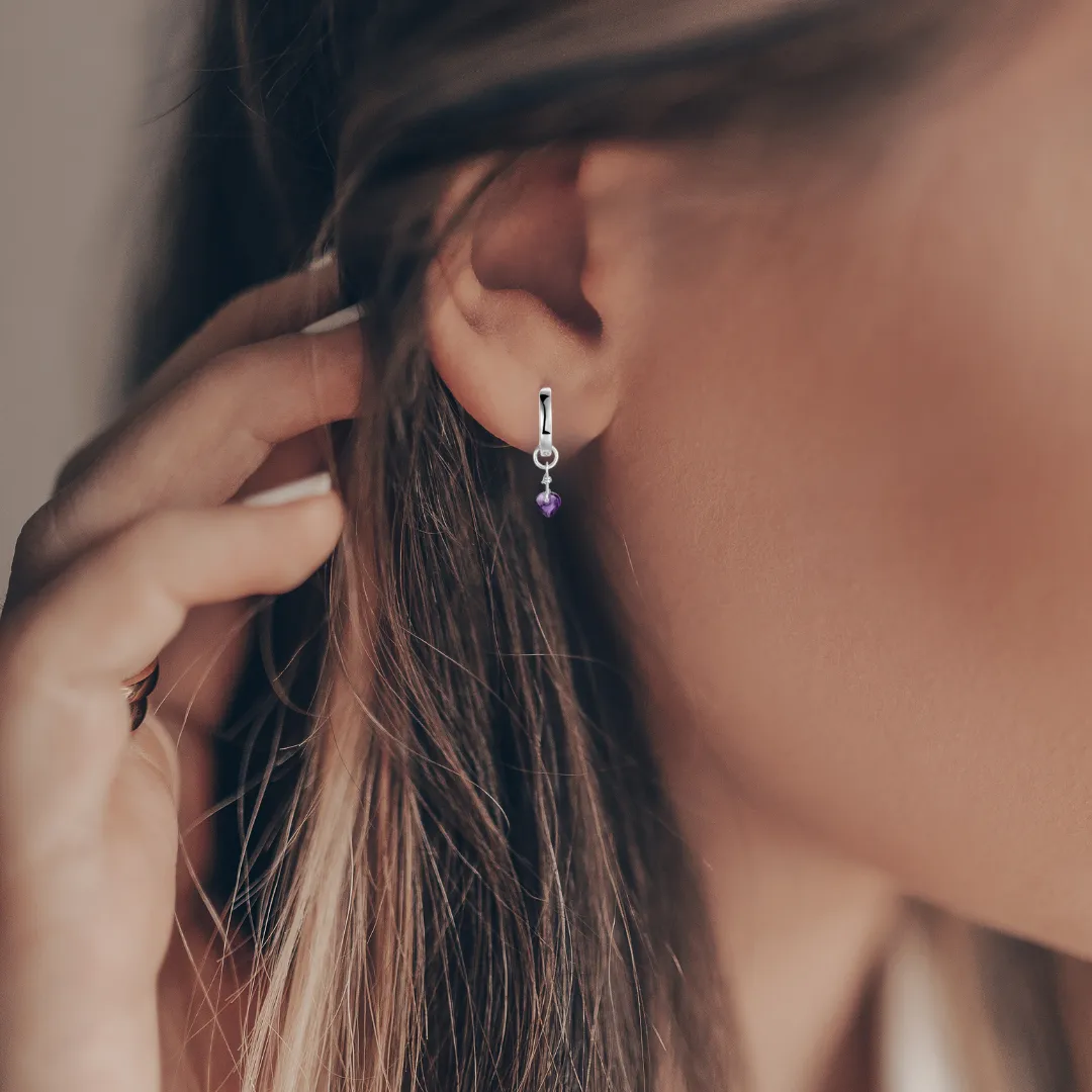 Amethyst Heart Earrings