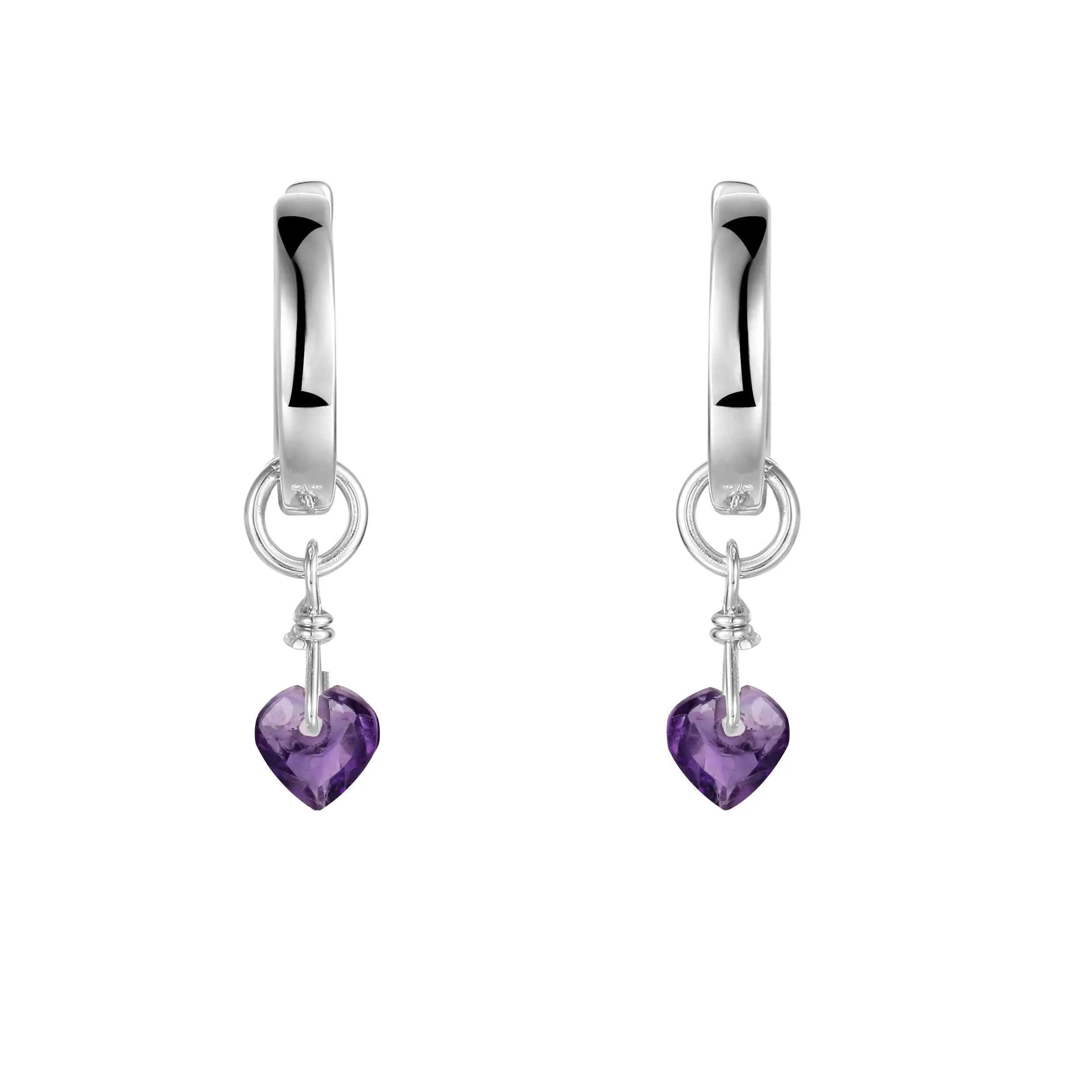 Amethyst Heart Earrings