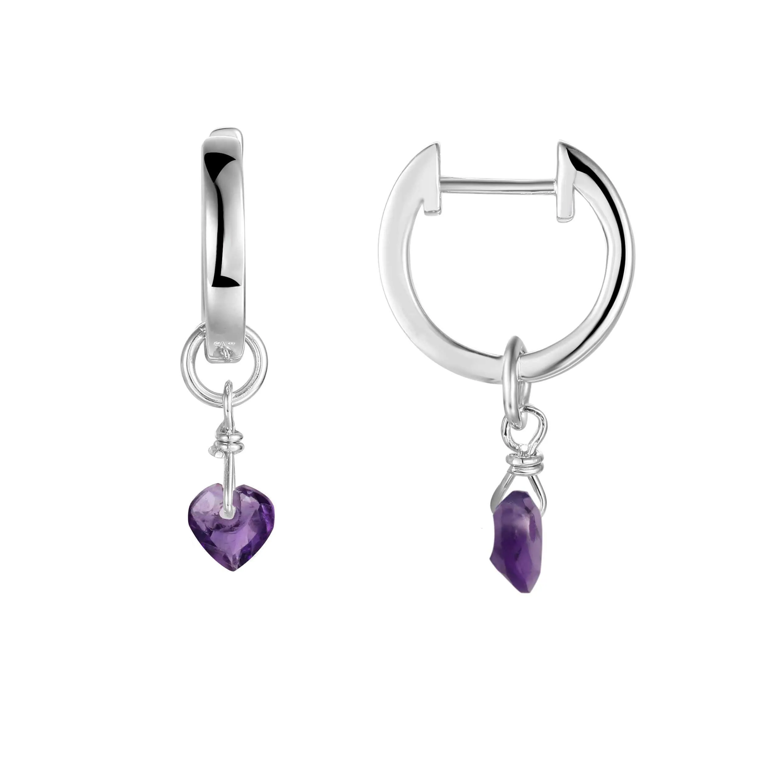 Amethyst Heart Earrings