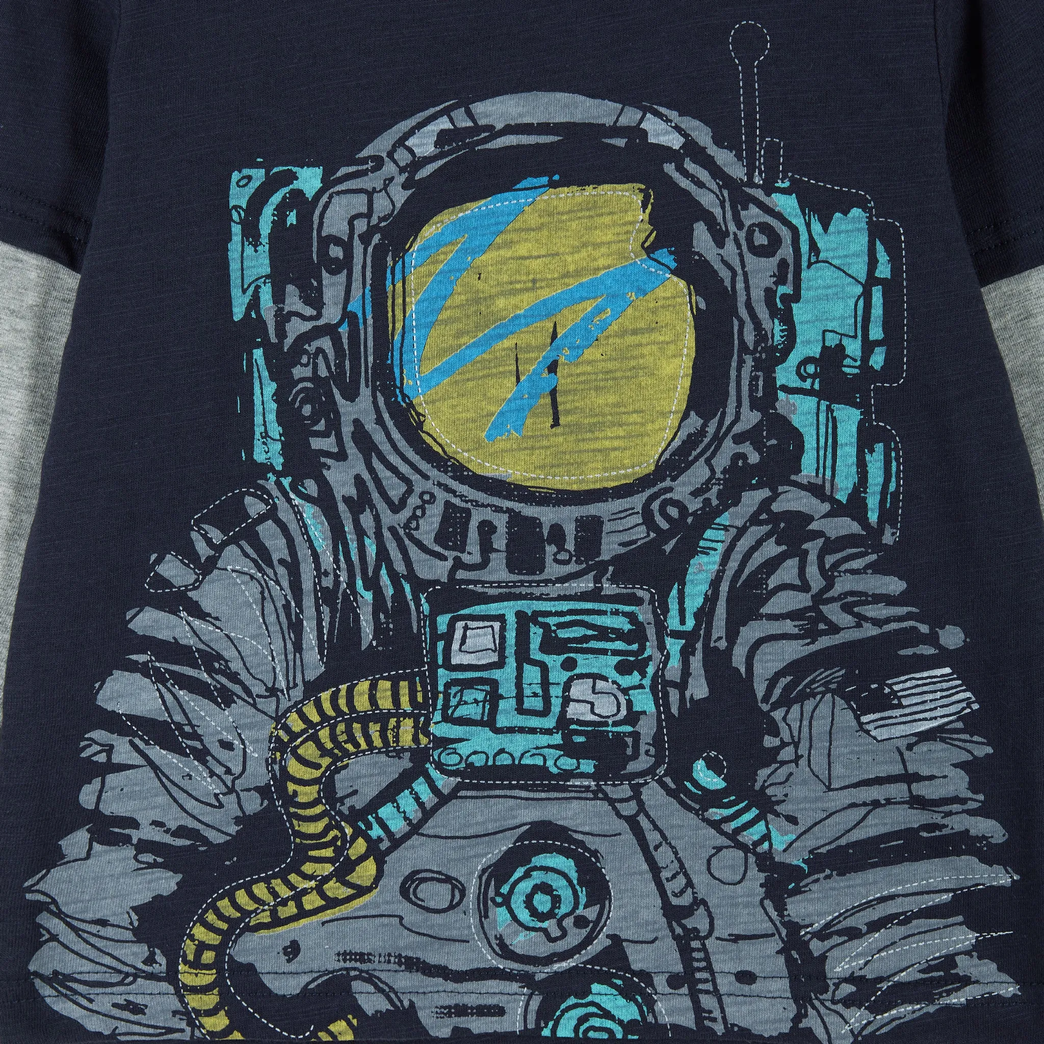 Astronaut Long Sleeve Two-Fer Tee  | Navy