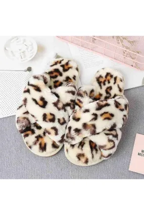 Ava Faux Fur Crisscross Strap Slippers