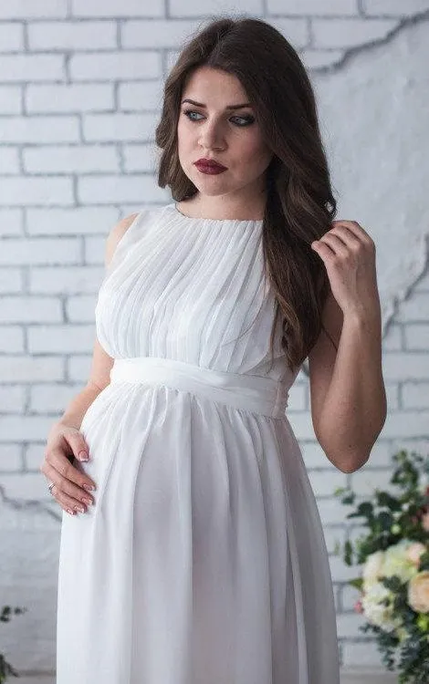 Bateau Sleeveless Chiffon Empire maternity Dress With Ruching-711874