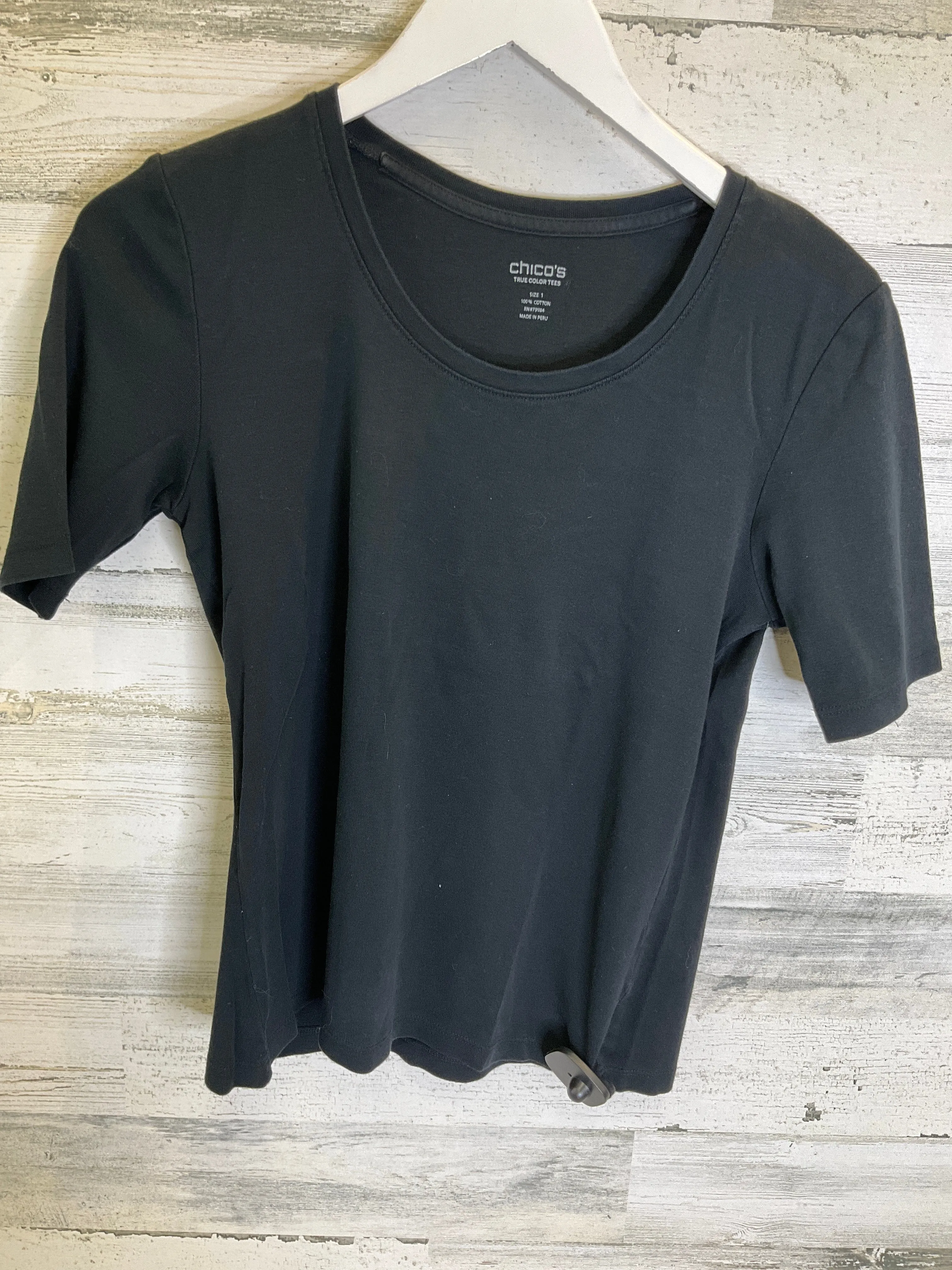 Black Top Short Sleeve Basic Chicos, Size M