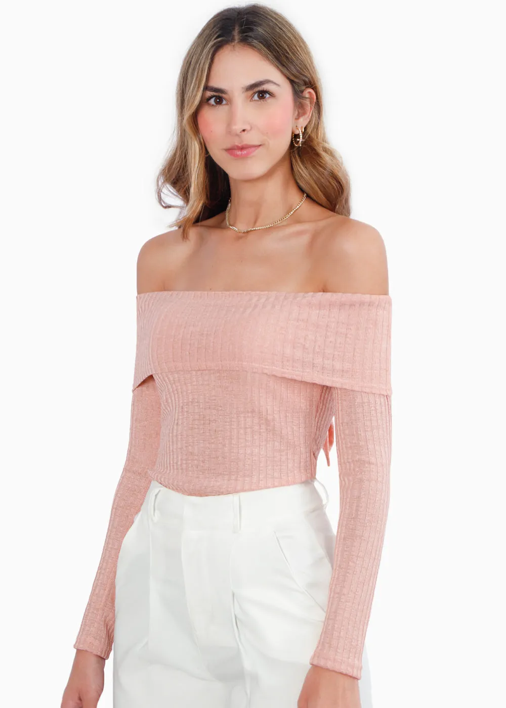 Blusa manga larga con escote off shoulder - TULIA