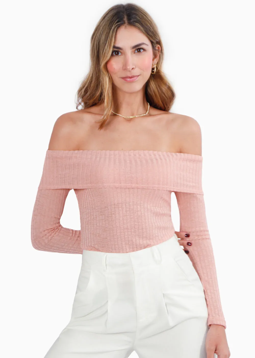 Blusa manga larga con escote off shoulder - TULIA