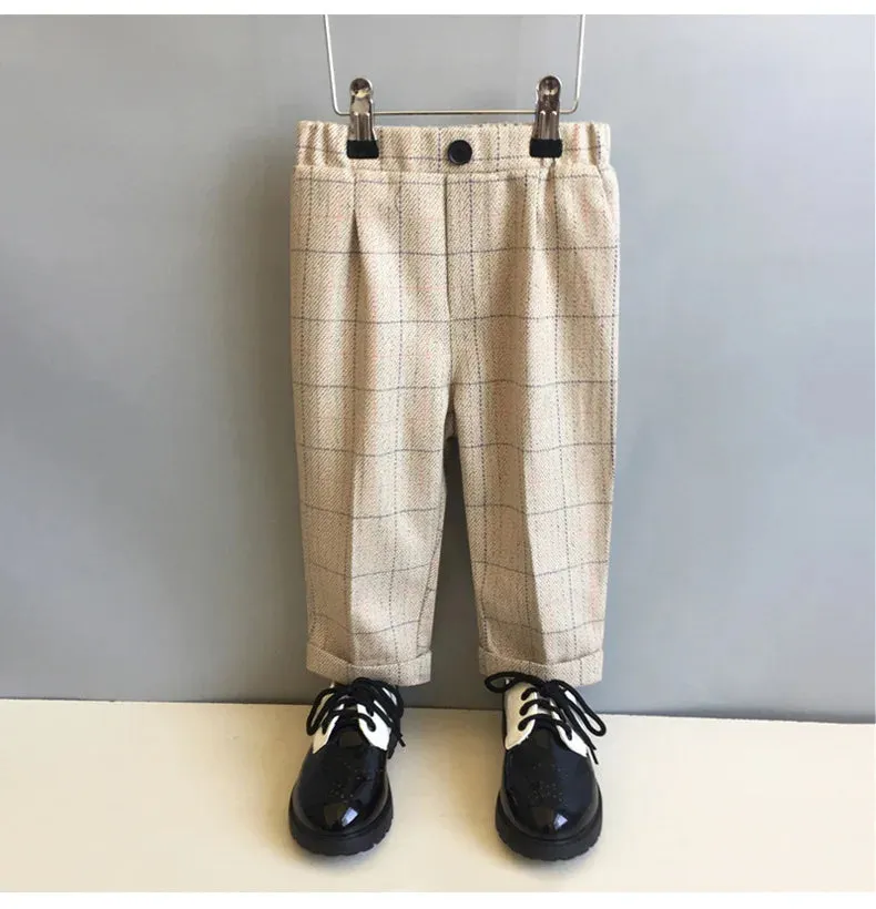 Boy Formal British Plaid Wedding Party Gentleman Set