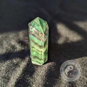 Bright Green~ Rainbow Fluorite Polished Point Mini Tower Carving