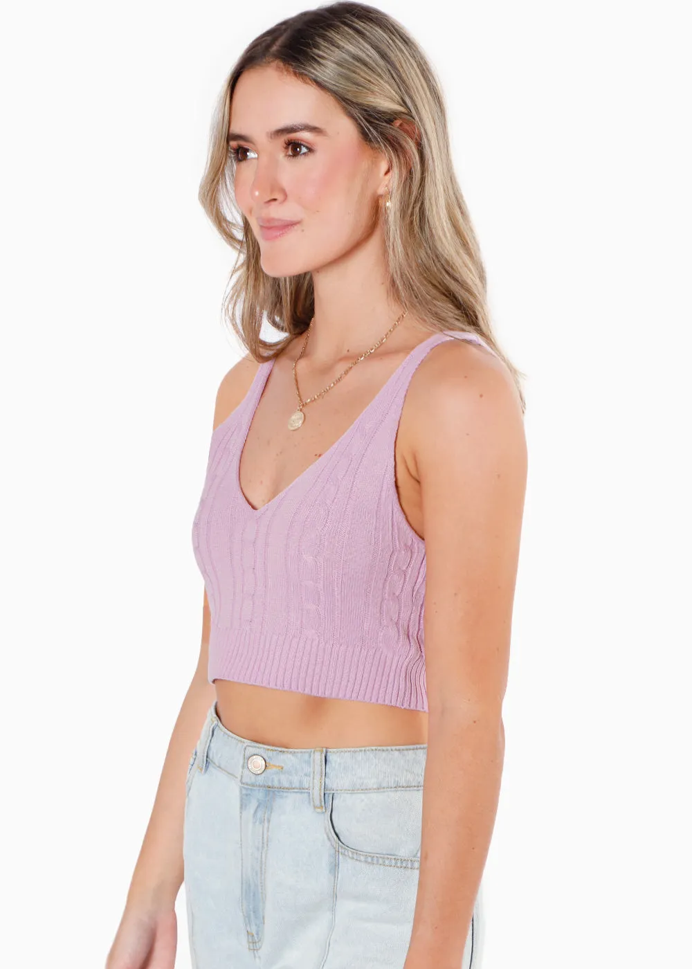 Crop top tejido de tiras con escote en v - ANGELIQUE