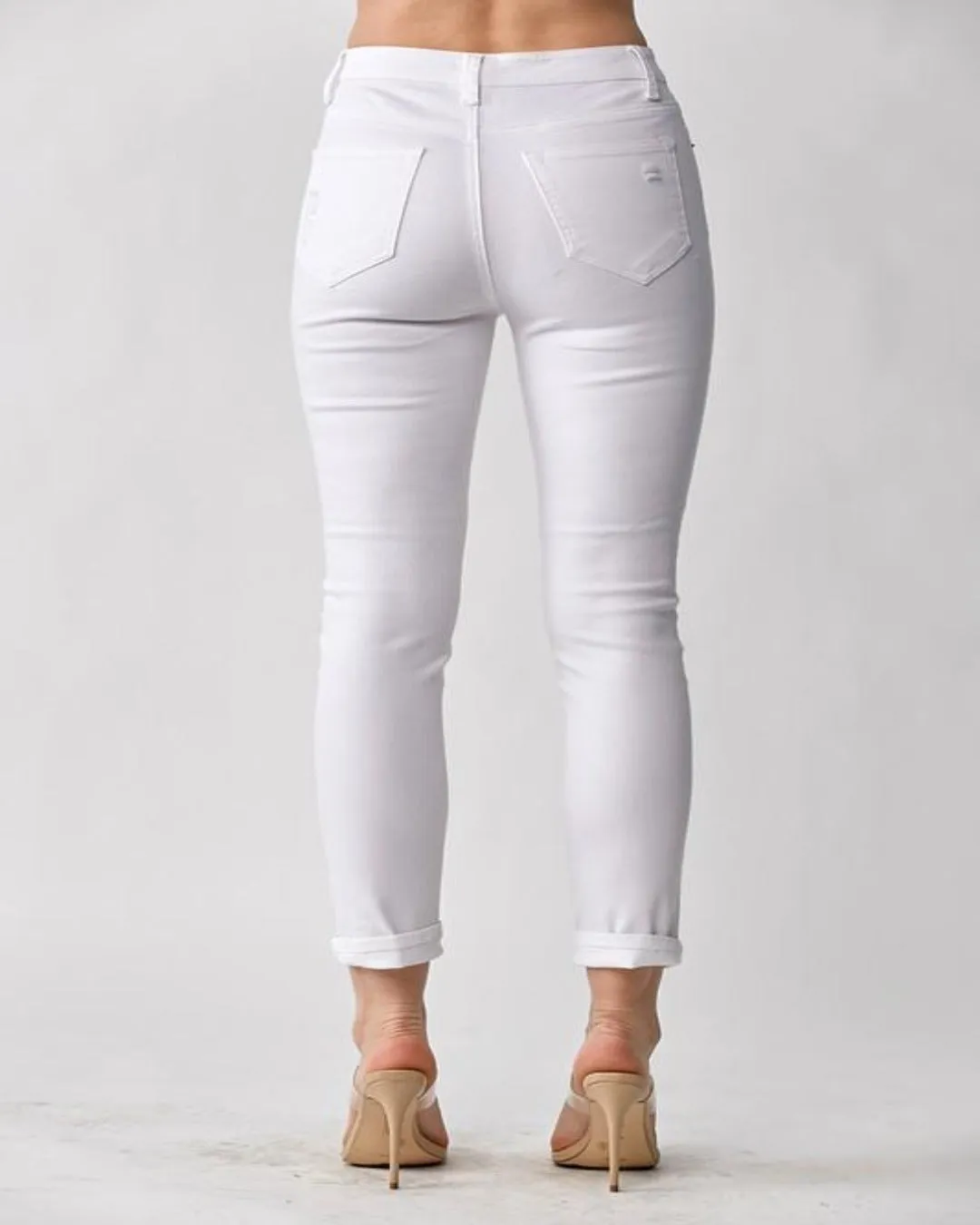 Distressed White Skinny Pants