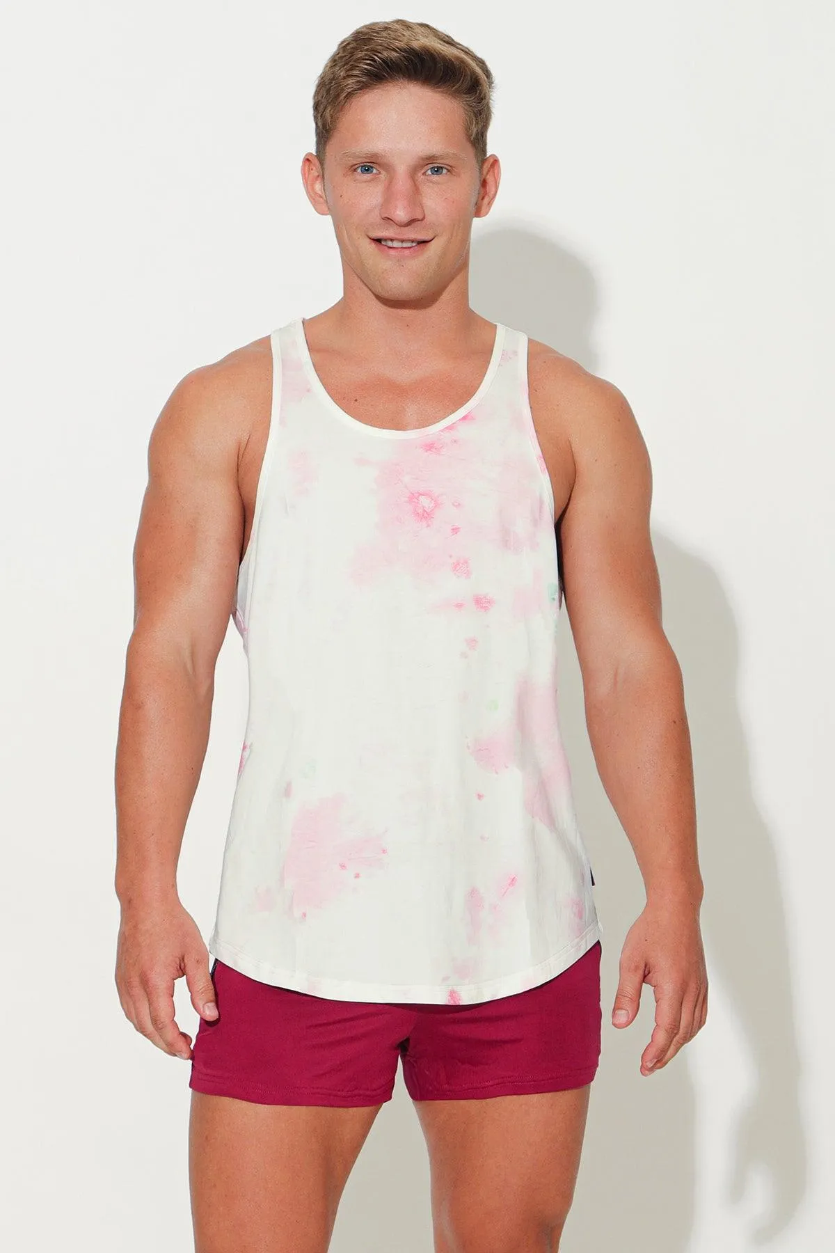 Feel-Me Scoop Bottom Tank - Pink Tie Dye