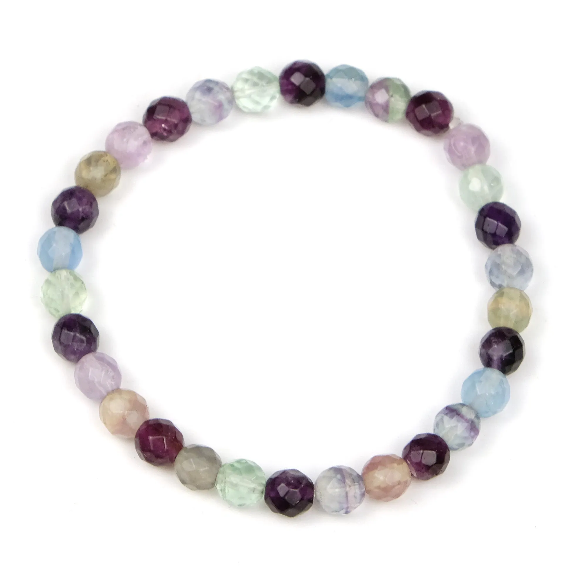 Fluorite Faceted Round Stretch Bracelet