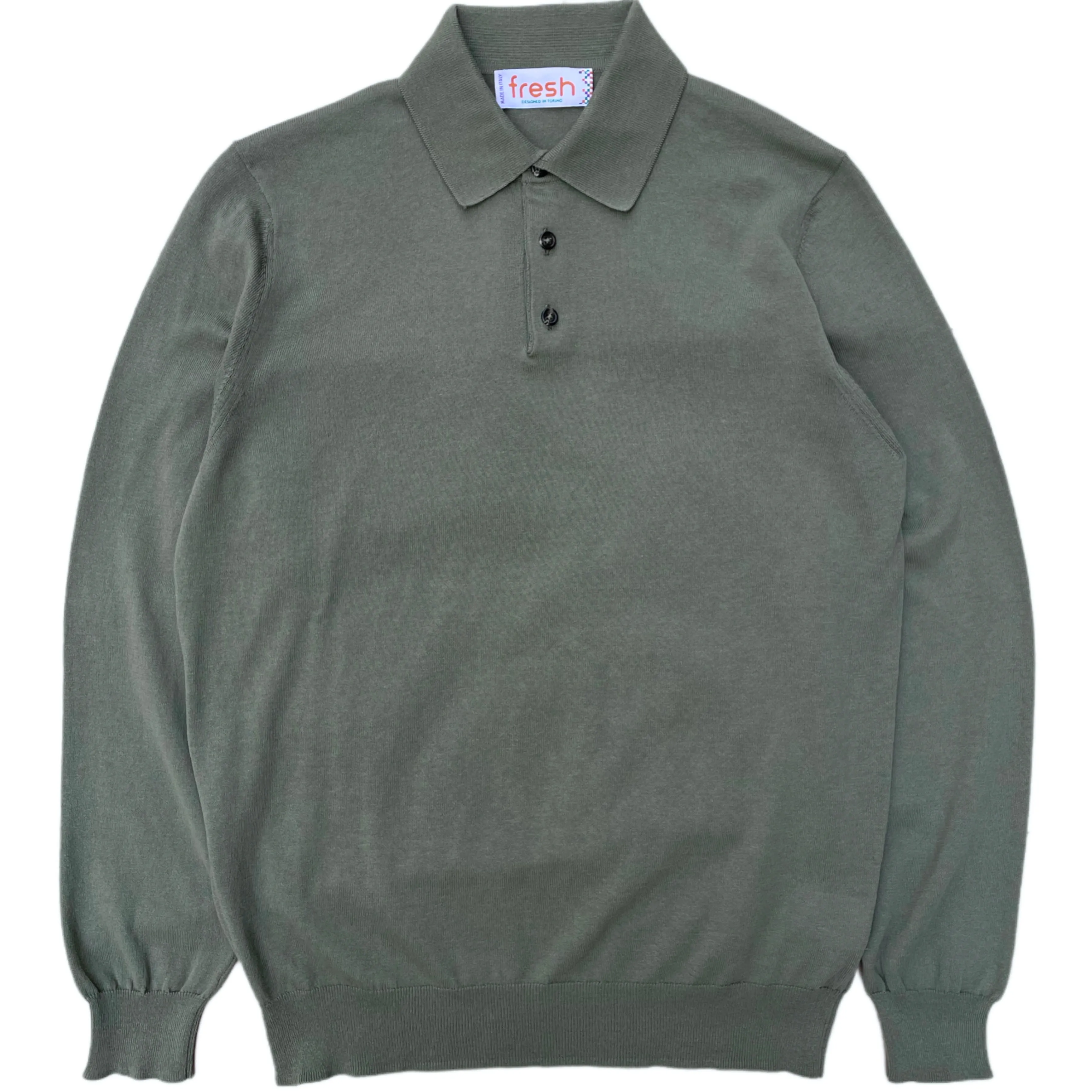 FRESH Polo Long Sleeve Made In Italy Green