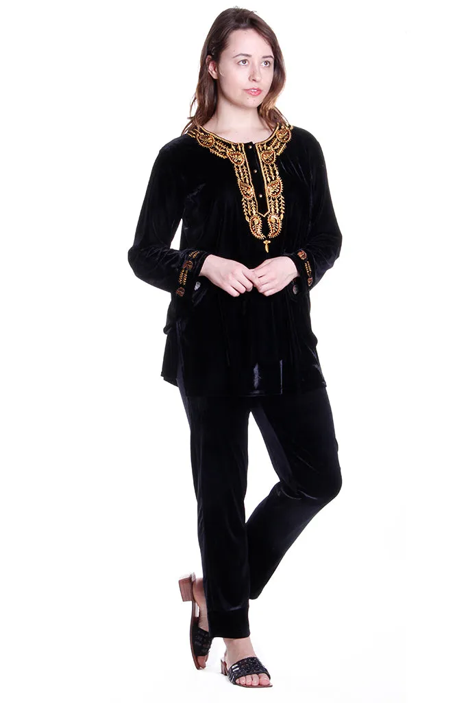 Gold Leaf Velour Plus Size Top