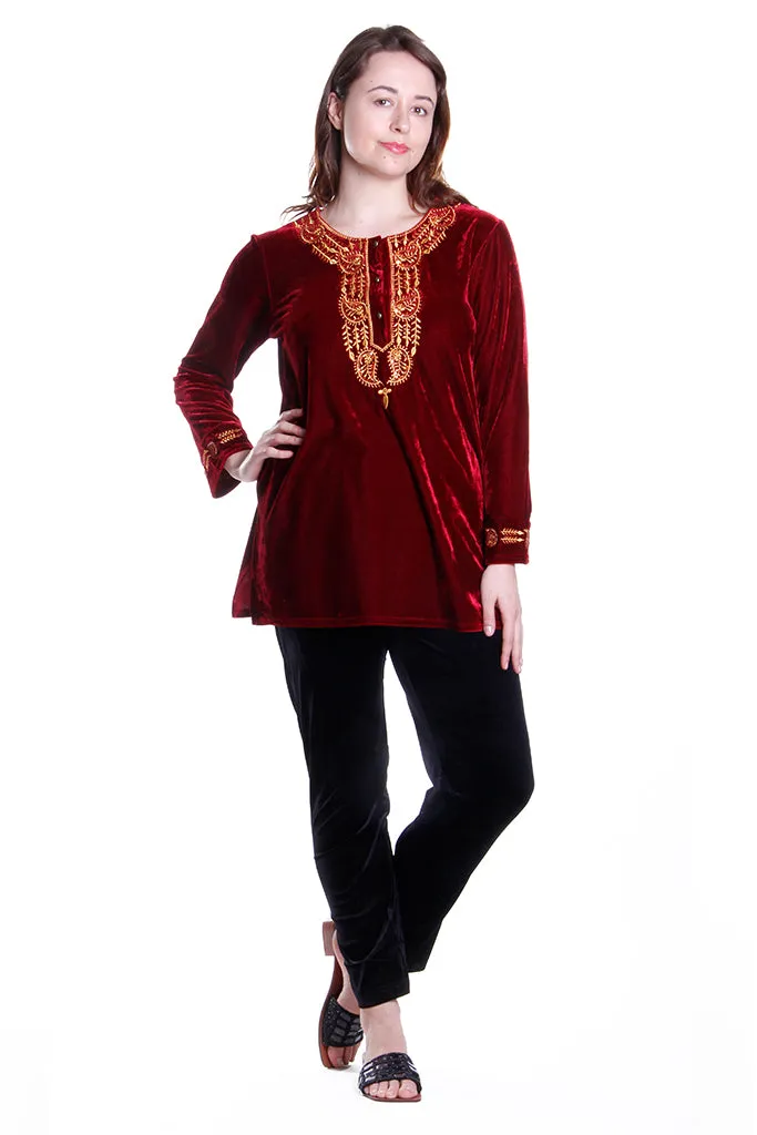 Gold Leaf Velour Plus Size Top