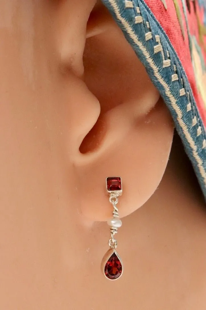 Gwendolyn Goodheart Silver Garnet Earrings