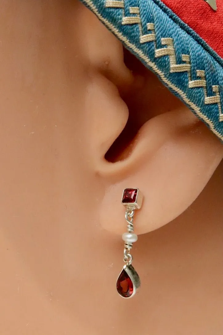 Gwendolyn Goodheart Silver Garnet Earrings