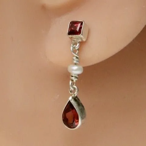 Gwendolyn Goodheart Silver Garnet Earrings