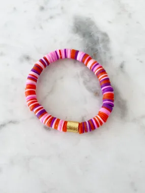 Heishi Color Pop Bracelet Candy Crush Multi Gold Barrel