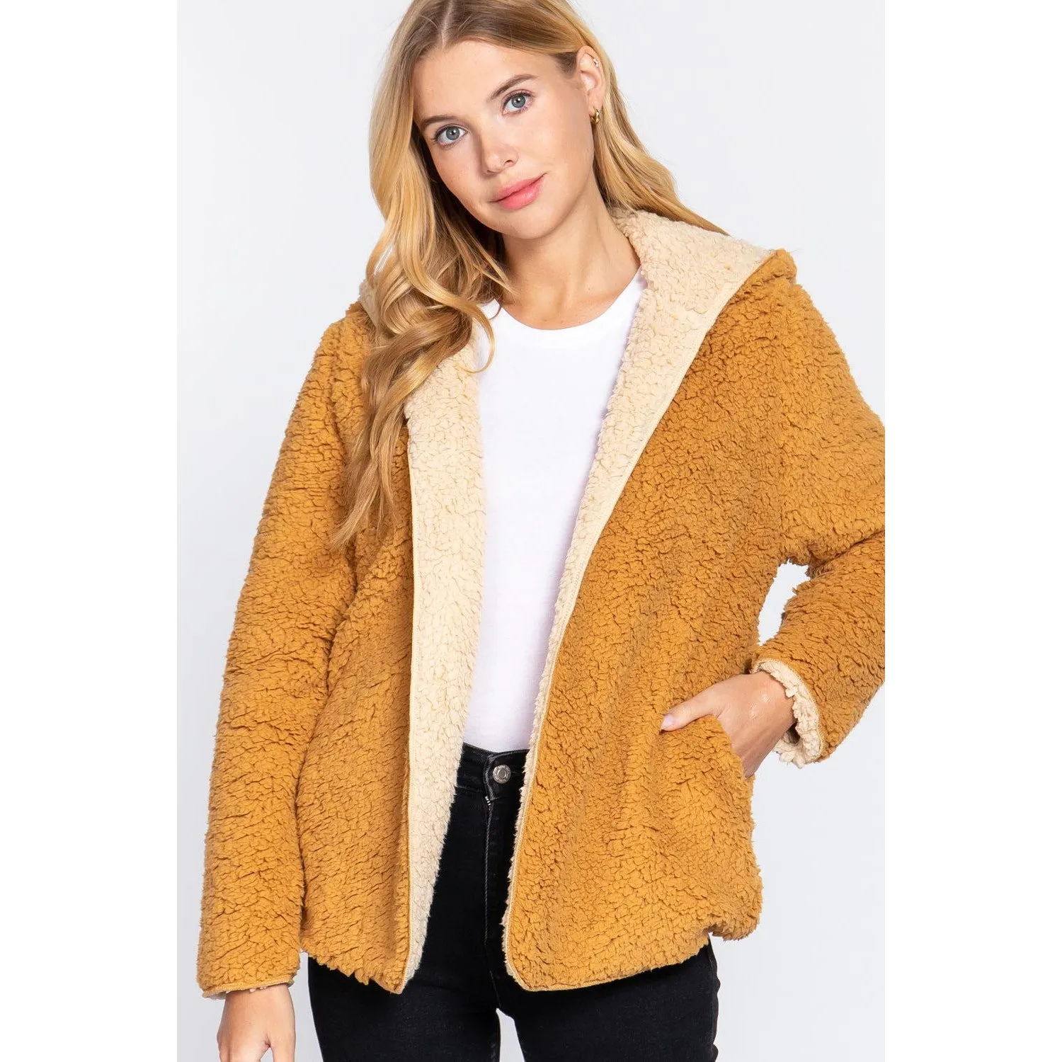 Hoodie Faux Fur Reversible Jacket