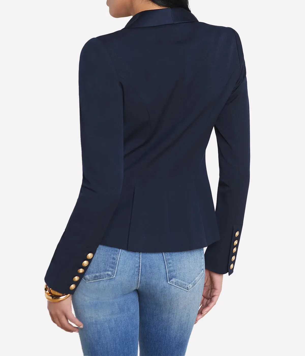 Imogen Satin Lapel Blazer in Midnight