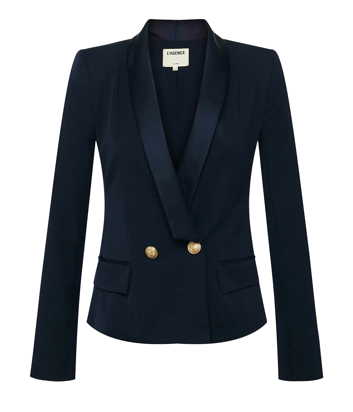 Imogen Satin Lapel Blazer in Midnight