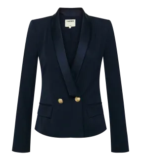 Imogen Satin Lapel Blazer in Midnight