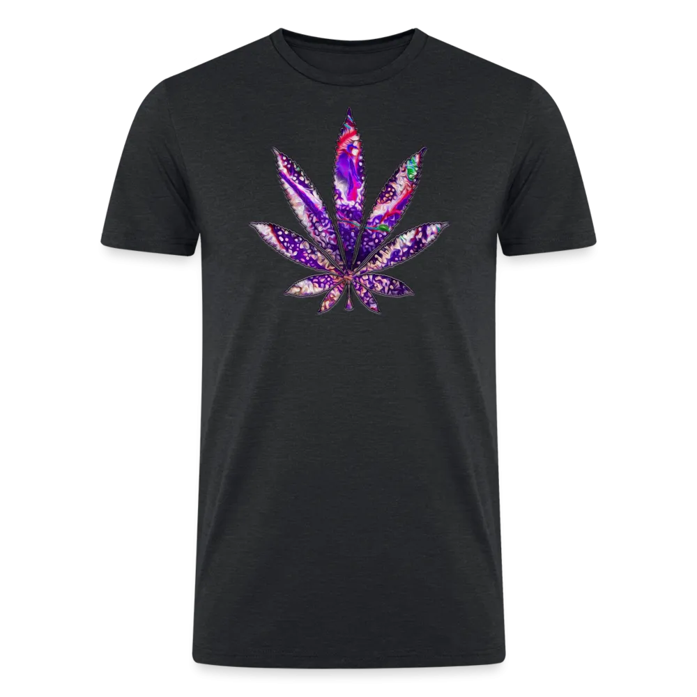 Kaleidoscope Purple Leaf: Organic Tri-Blend Multicolor Cannabis Tee