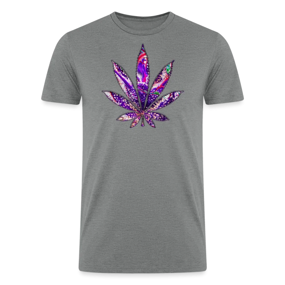 Kaleidoscope Purple Leaf: Organic Tri-Blend Multicolor Cannabis Tee