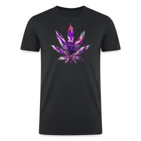 Kaleidoscope Purple Leaf: Organic Tri-Blend Multicolor Cannabis Tee