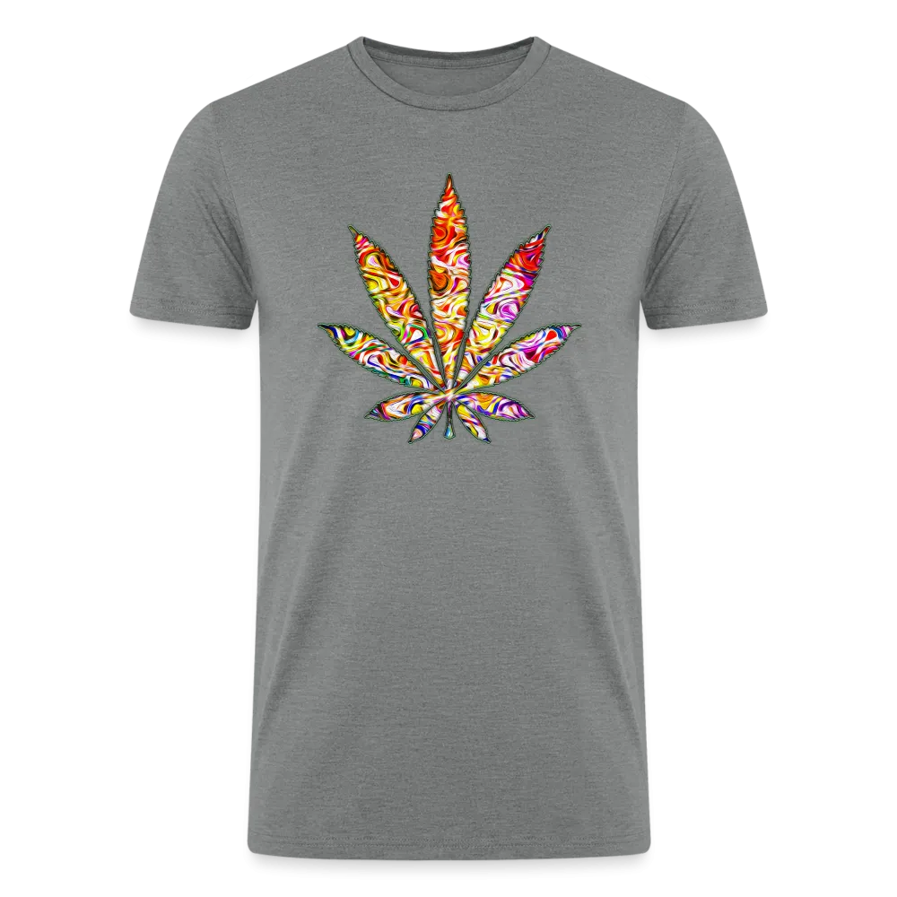 Kaleidoscope Red Leaf: Organic Tri-Blend Multicolor Cannabis Tee