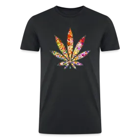 Kaleidoscope Red Leaf: Organic Tri-Blend Multicolor Cannabis Tee