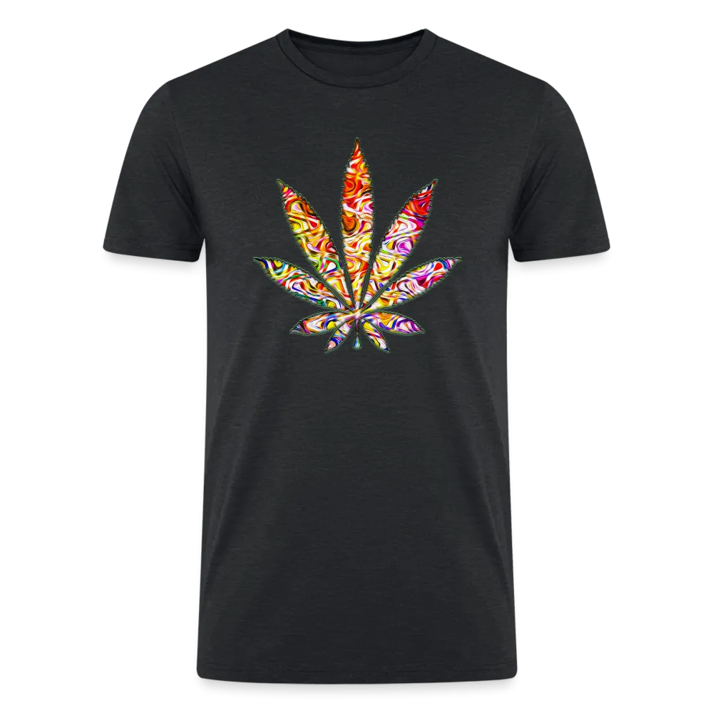 Kaleidoscope Red Leaf: Organic Tri-Blend Multicolor Cannabis Tee