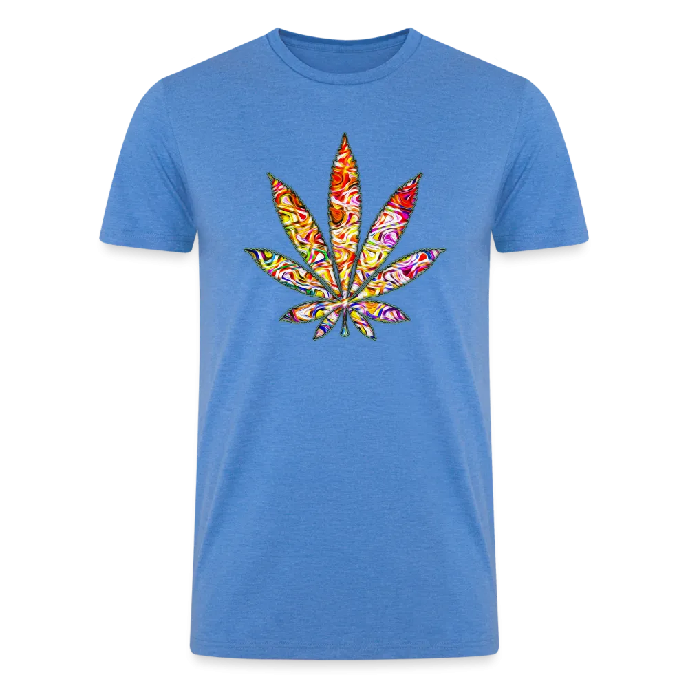 Kaleidoscope Red Leaf: Organic Tri-Blend Multicolor Cannabis Tee