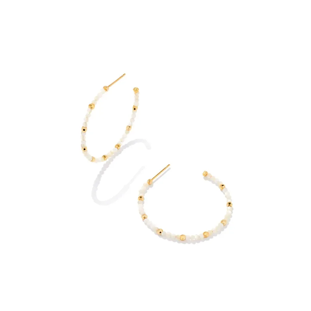 Kendra Scott Britt Thin Gold Beaded Hoop Earrings