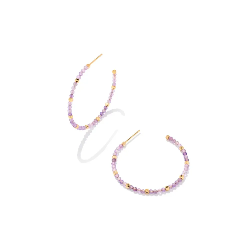 Kendra Scott Britt Thin Gold Beaded Hoop Earrings