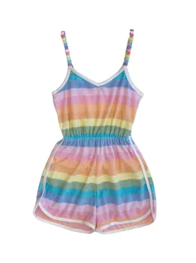 Lola and The Boys Pastel Ombré Beaded Hearts Romper