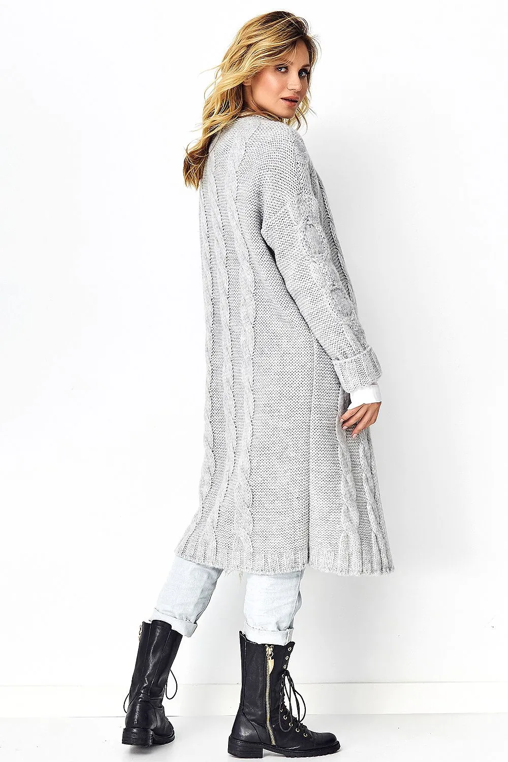 Long Coat Cardigan Light Grey