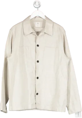 M&S Beige Linen Blend Long Sleeve Shirt UK M