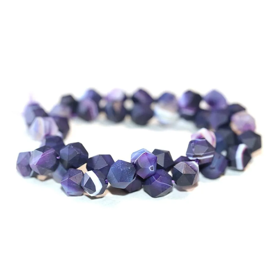 MATTE Purple Sardonyx (dyed) 6mm Star Cut Round - 15-16 Inch