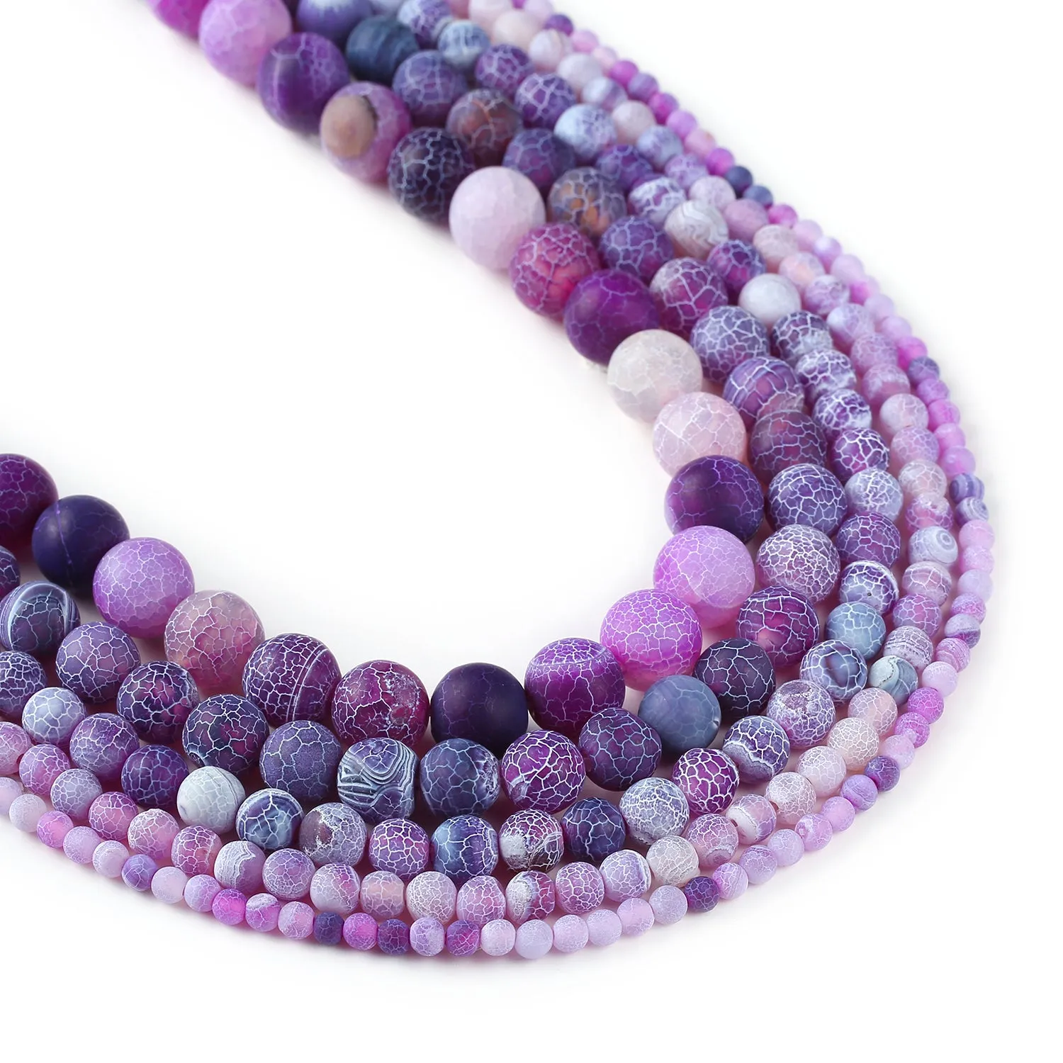 Matte purple weathered agate beads 4 6 8 10 12mm Crackled agate beads Round Gemstone Beads 15 Full Strand 103021