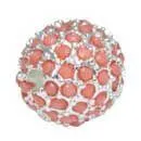 Pave Bead 14mm Sterling Silver Plate - Coral (1 Piece)